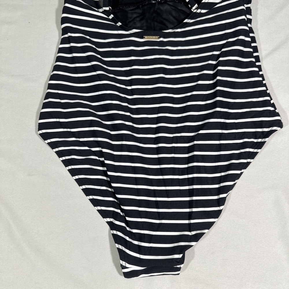 NWT Sea Level‎ [ 8 US ] Lace-Up Stripe One-Piece Swimsuit in Black White 7158 - Picture 10 of 13
